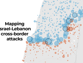 绘制了一年来以色列和黎巴嫩之间跨境袭击的地图